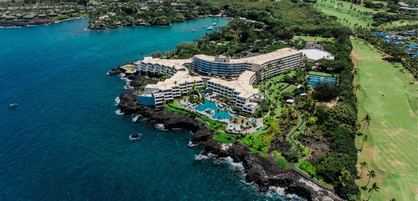 An aerial view of a hotel on the Kona Coast of Hawaii