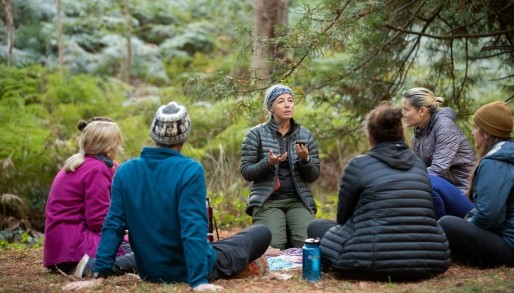 a group of women enjoying a tea ceremony in the Belair State forest in the Adelaide Hills