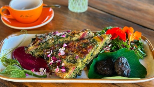 a colourful brunch meal as part of a farm tour